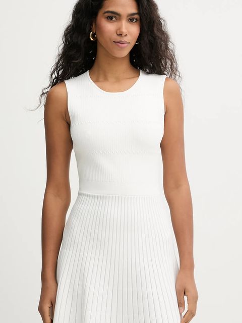 Herve Leger sukienka Cassia kolor beżowy midi rozkloszowana DMC8548625