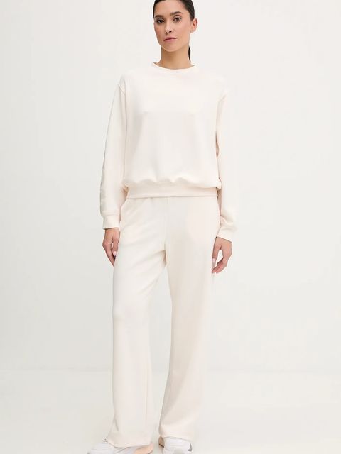 Banana Moon spodnie dresowe Welljoy damskie kolor beżowy melanżowe PLANK.WELLJOY