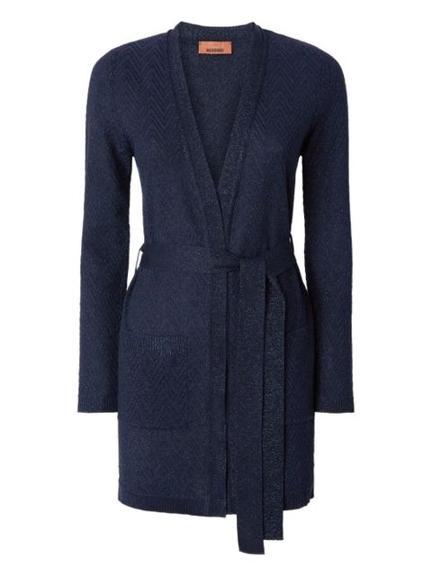 Missoni chevron-pattern belted cardigan - Blue - zdjęcie produktu nr 1