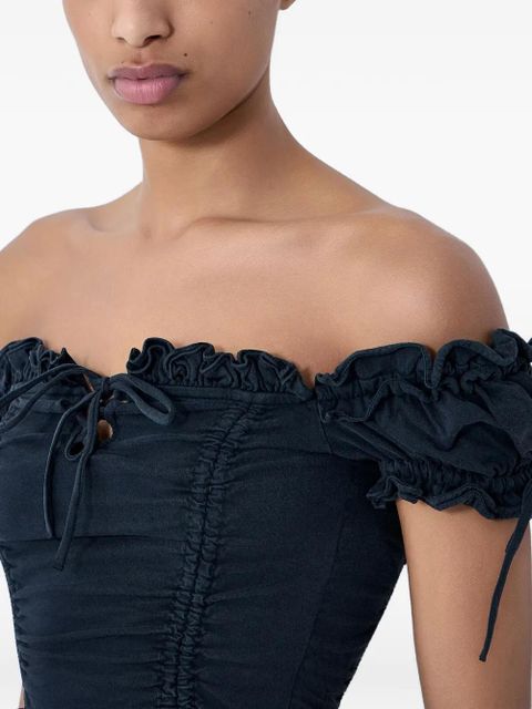 Balenciaga gathered cropped Top - Black