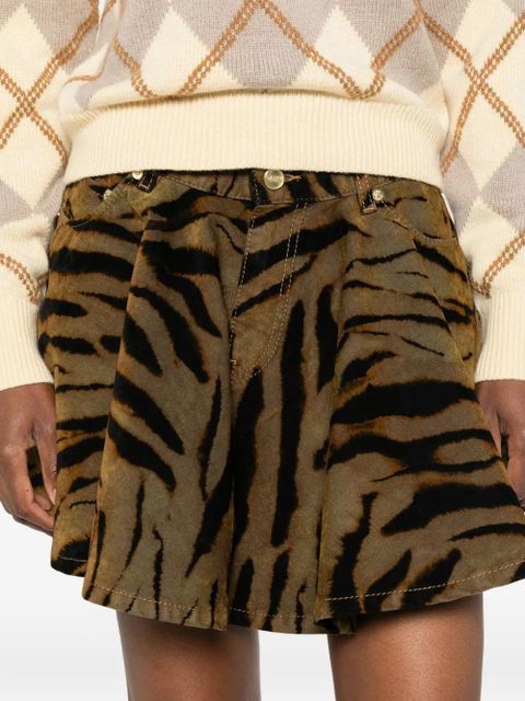 GANNI tiger-print pocket mini skirt - Brown