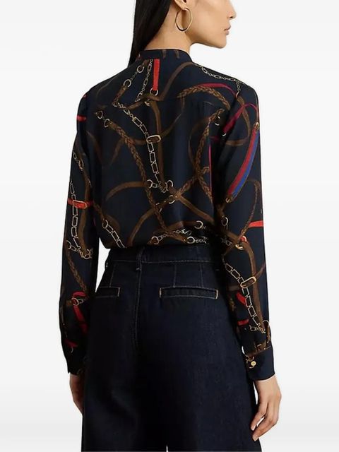 Lauren Ralph Lauren printed pleated shirt - Blue