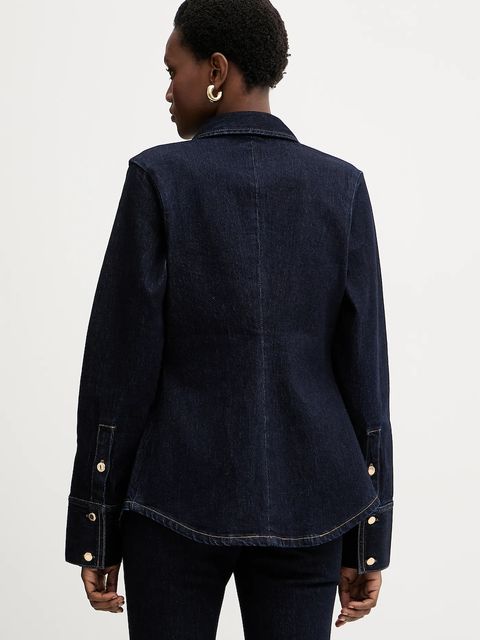 Retrofete koszula jeansowa Jorun damska kolor granatowy slim z kołnierzykiem klasycznym R-FW25-11811-11