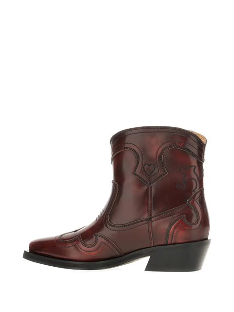 GANNI heart-motif leather boots - Red