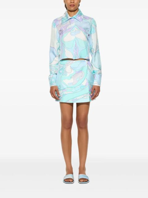 PUCCI orchidee-print silk shirt - Blue