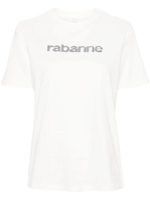 Rabanne sequined-logo cotton T-shirt - White - zdjęcie produktu nr 1