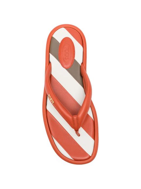 Tod's stripe detail flip flops - Orange