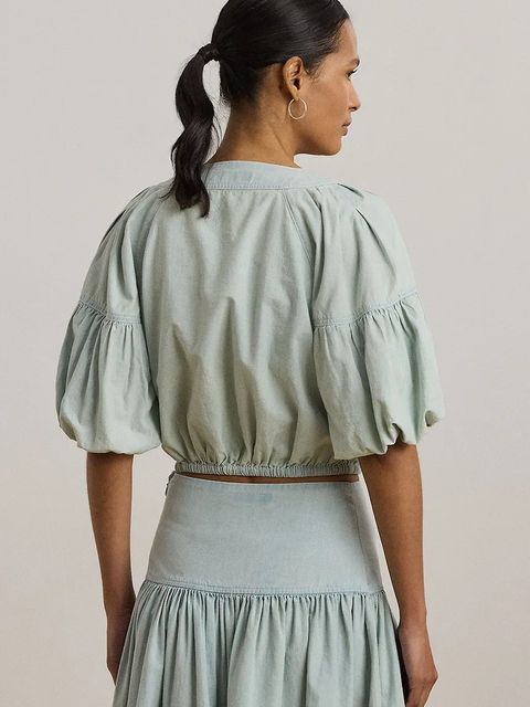 Lauren Ralph Lauren bluzka bawełniana damska kolor niebieski gładka 200971260 - zdjęcie produktu nr 2