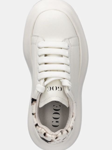 GOE sneakersy skórzane damskie kolor beżowy SS2N4002 WHITE