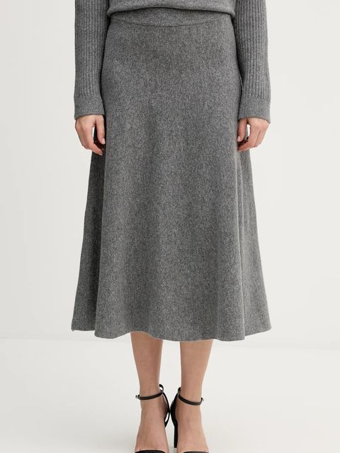 United Colors of Benetton spódnica z dodatkiem wełny kolor szary midi rozkloszowana 1444D002B - zdjęcie produktu nr 1