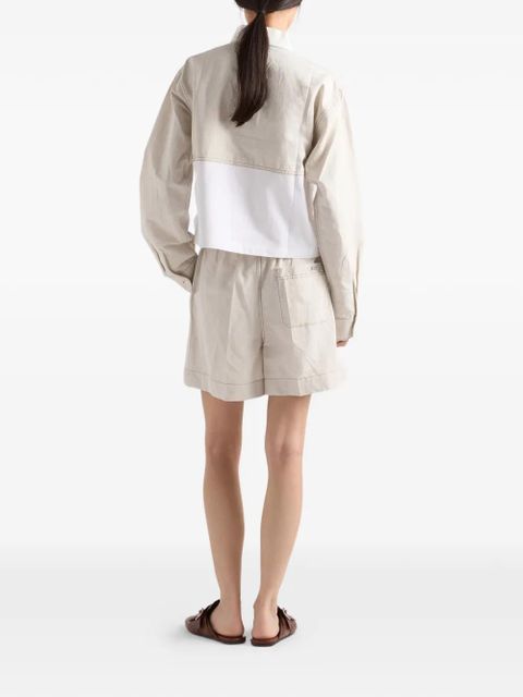 Prada chambray and jersey polo shirt - Neutrals