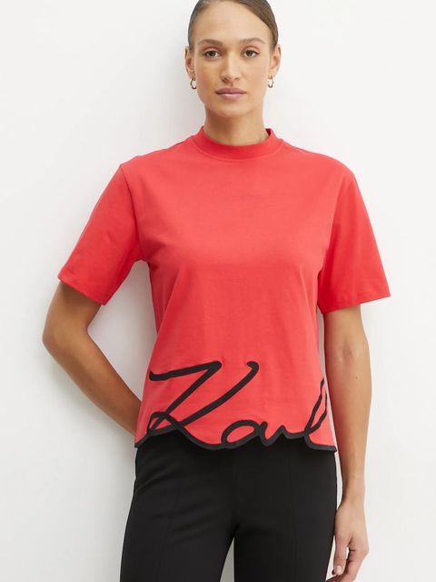 Karl Lagerfeld t-shirt bawełniany KARL SIGNATURE - zdjęcie produktu nr 2