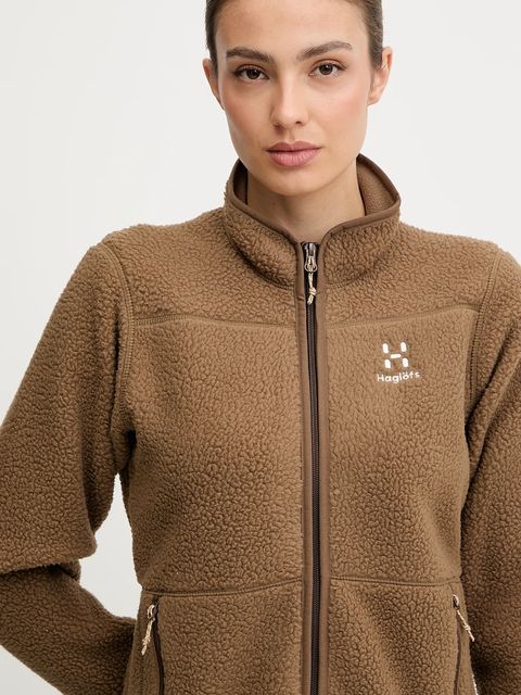 Haglöfs bluza sportowa Mossa Pile kolor brązowy gładka 606538
