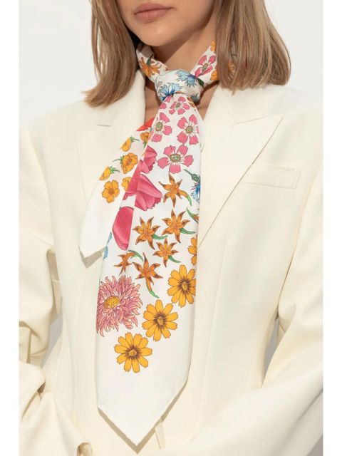 Gucci floral-print silk scarf - White