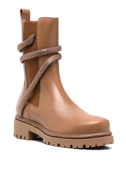 René Caovilla Cleo crystal-embellished Chelsea boots - Brown - zdjęcie produktu nr 2