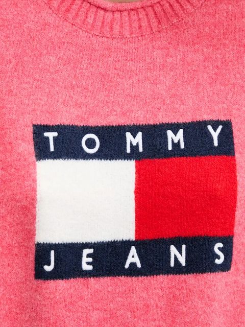 Tommy Jeans sweter z dodatkiem wełny damski kolor różowy lekki DW0DW21782