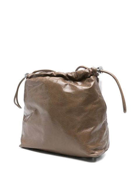 Diesel drawstring leather bucket bag - Brown
