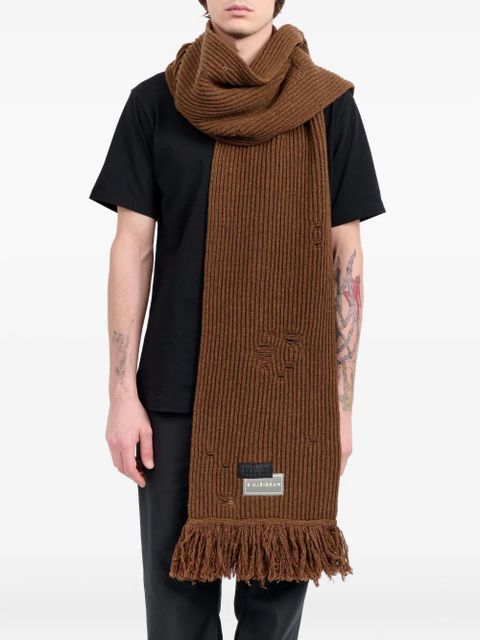 MM6 Maison Margiela logo-patch knitted scarf - Brown