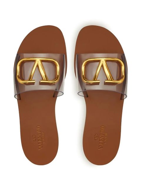 Valentino Garavani VLogo Signature transparent slide sandals - Neutrals