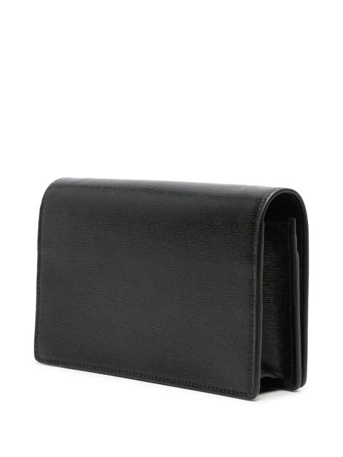 Gucci logo-lettering leather shoulder bag - Black