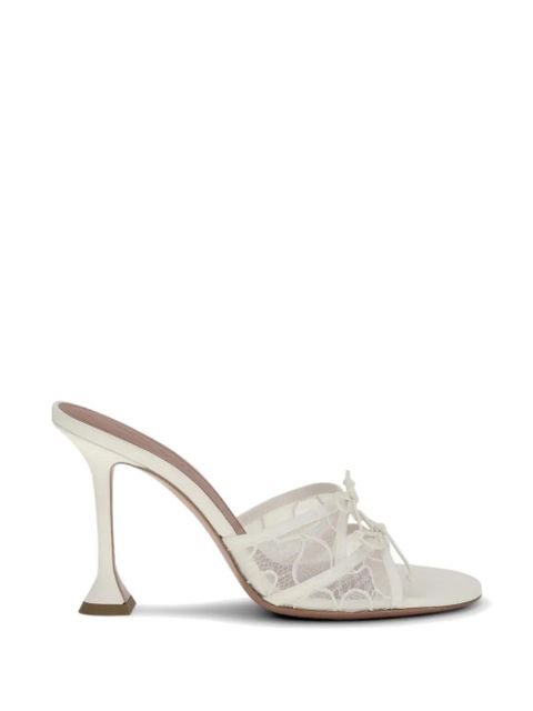 Amina Muaddi Eleonora lace-detail sandals - White - zdjęcie produktu nr 1