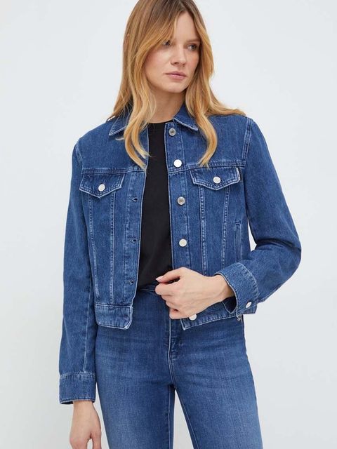 Karl Lagerfeld kurtka jeansowa damska kolor niebieski przejściowa
