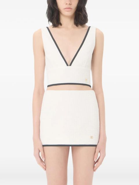 Valentino Garavani Canestrello cotton tweed top - White