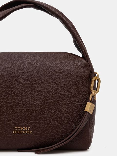 Tommy Hilfiger torebka skórzana kolor brązowy AW0AW18150