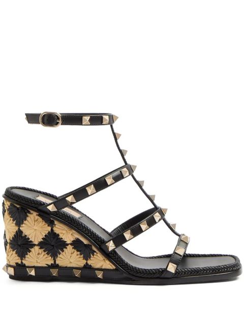 Valentino Garavani 80mm Rockstud wedge sandals - Black - zdjęcie produktu nr 1