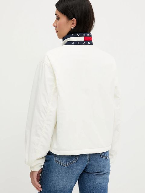 Tommy Jeans kurtka kolor beżowy przejściowa oversize DW0DW21436