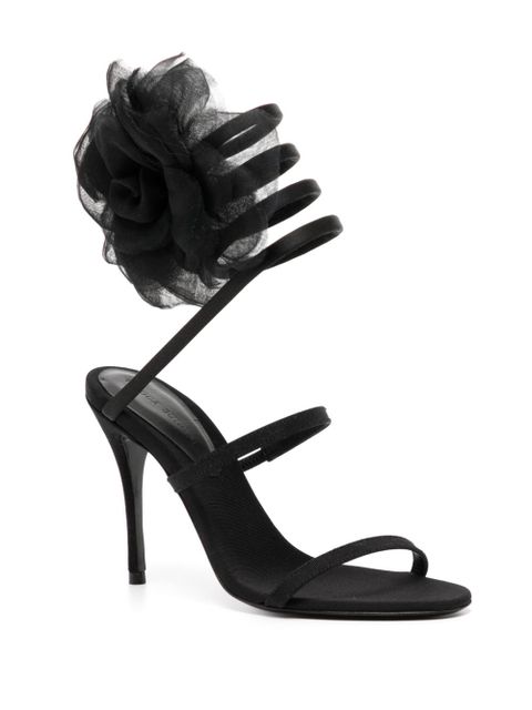 Magda Butrym Spiral organza-flower sandals - Black