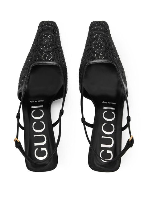 Gucci 85mm GG-crystal moire pumps - Black
