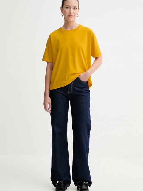 American Vintage t-shirt bawełniany damski kolor żółty FIZ02A