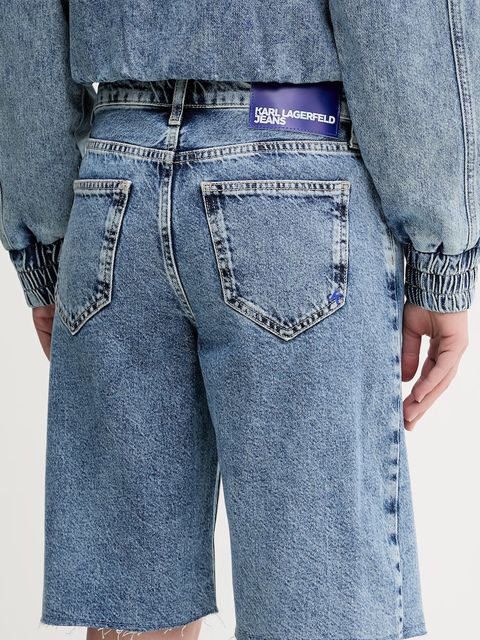 Karl Lagerfeld Jeans szorty jeansowe damskie kolor niebieski gładkie high waist A2W10042