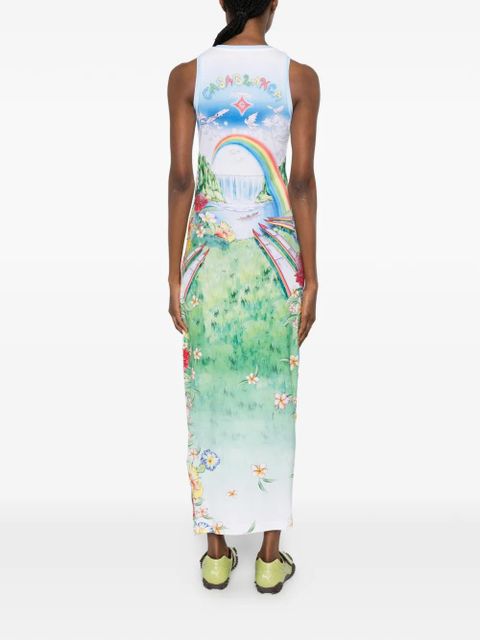 Casablanca Aloha graphic-print sleeveless dress - Blue