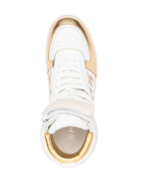 PINKO leather logo-patch sneakers - White