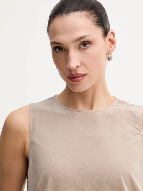 Marc O'Polo sukienka welurowa kolor beżowy mini rozkloszowana 511096821331