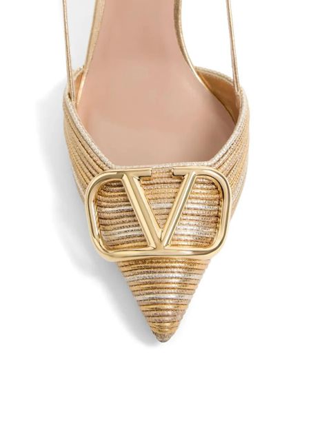 Valentino Garavani 80mm VLogo Signature slingback pumps - Gold