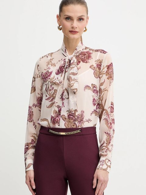 Marciano by Guess koszula VERITY damska kolor beżowy regular z wiązanym dekoltem 5BGH14 7310A - zdjęcie produktu nr 1