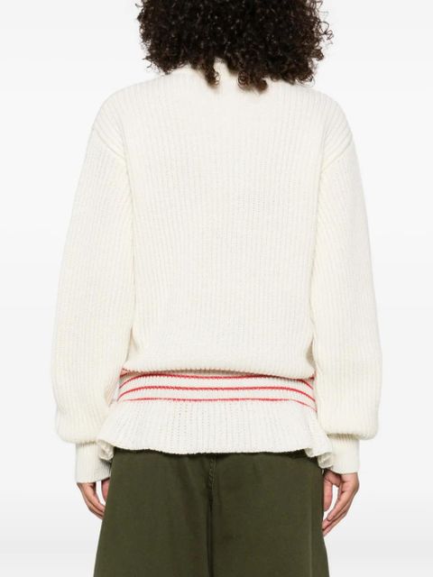 Chloé ribbed turtleneck stripe-detail sweater - Neutrals