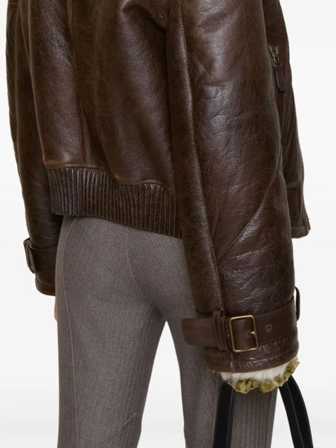 Burberry shearling zipped jacket - Brown