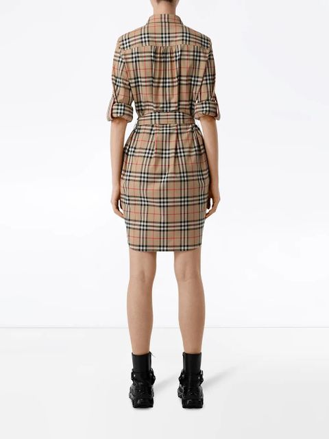 Burberry Vintage check tie-waist shirt dress - Brown