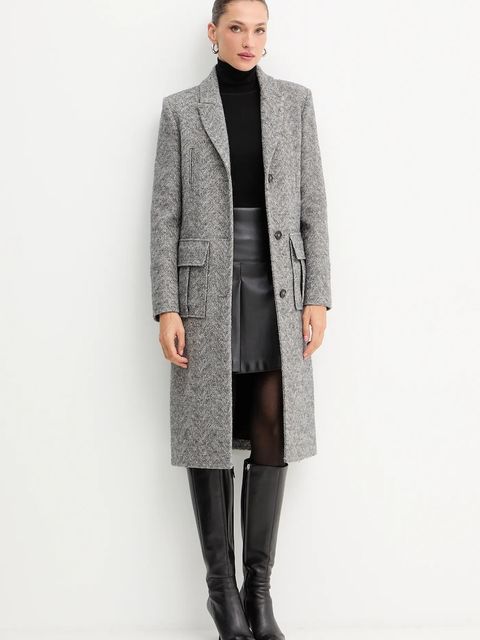 Patrizia Pepe płaszcz z dodatkiem wełny kolor szary 2O0215 A670 - zdjęcie produktu nr 2