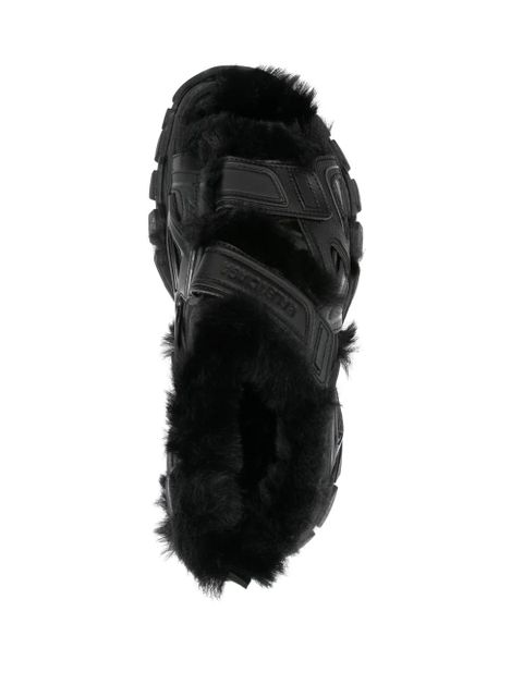 Balenciaga faux-fur Track sandals - Black