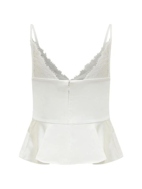 Self-Portrait satin lace top - White - zdjęcie produktu nr 2