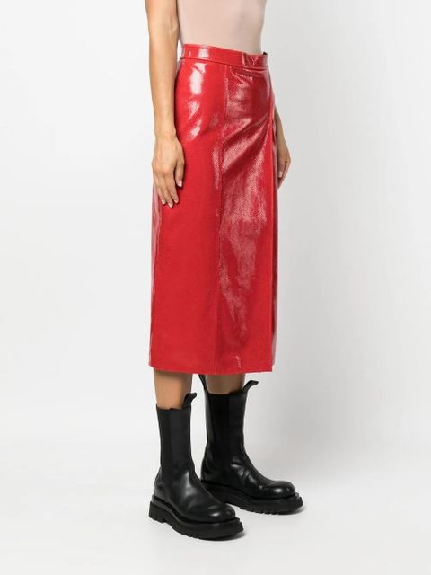Gucci crocodile-effect pencil skirt - Red