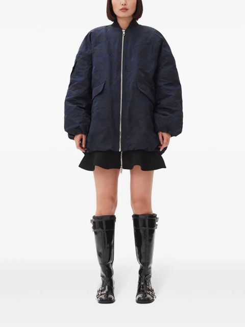 GANNI jacquard zip-up bomber jacket - Blue