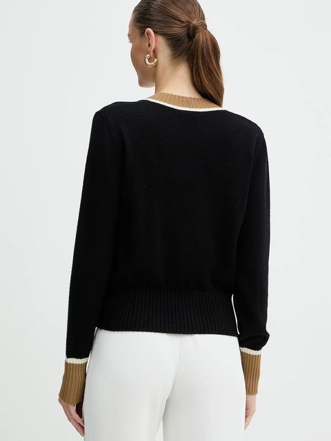 Luisa Spagnoli kardigan wełniany damski kolor czarny lekki 100239