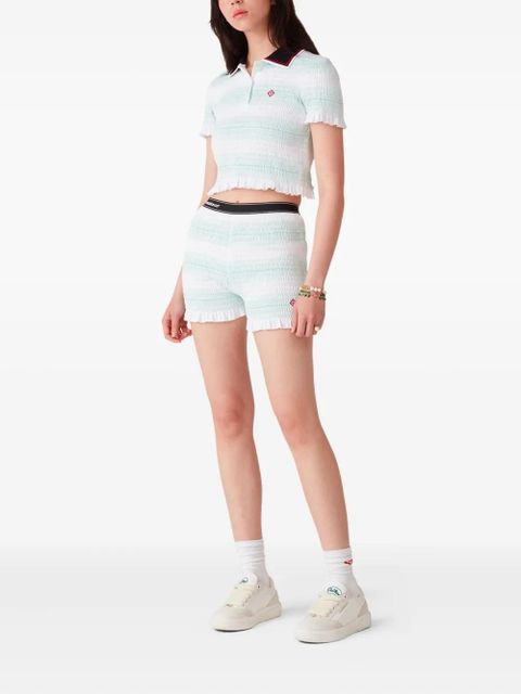Casablanca striped ruffled-trim track shorts - White - zdjęcie produktu nr 2