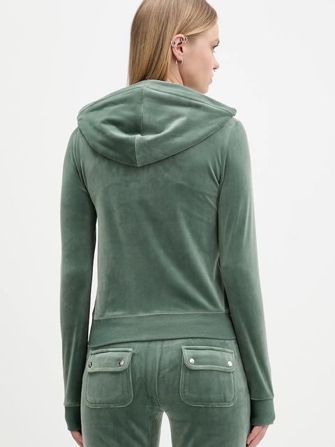 Juicy Couture bluza damska kolor zielony z kapturem gładka JCAP176